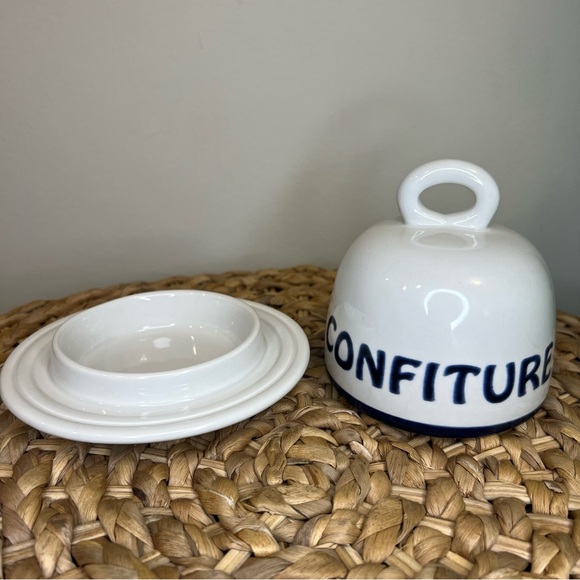 WILLIAMS SONOMA BISTRO FRANCAIS CONFITURE JAM & BUTTER DISH 2012 FRENCH WRITING - Picture 7 of 12
